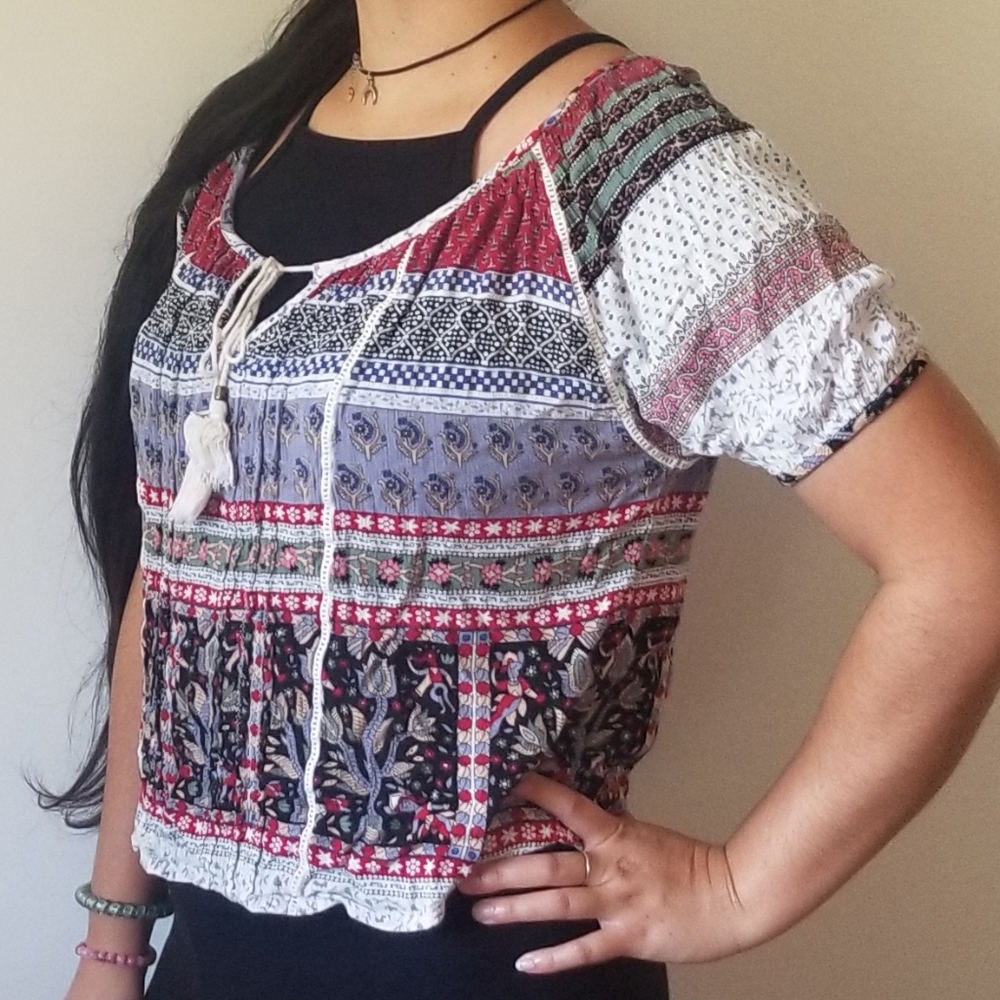 Forever 21 Boho Peasant Blouse Size Medium